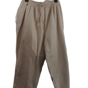 Woman Within Elastic Waist Pull On Khaki Pants 22W Petite